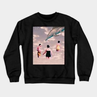 Swimming Above the Clouds with Dolphins Crewneck Sweatshirt